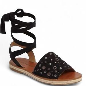 Lucky Brand Daytah2 Studded Leather Women’s Sandals with Tie Straps in *Blue* 9